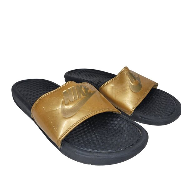 Nike Black & Gold Slide Sandals 7 - Picture 3 of 8